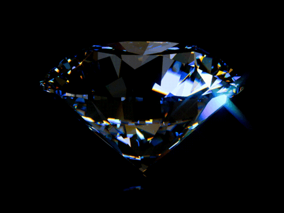 Case study cover image for our 'Store of the Future' VR for De Beers. A large diamond centred on a black background.
